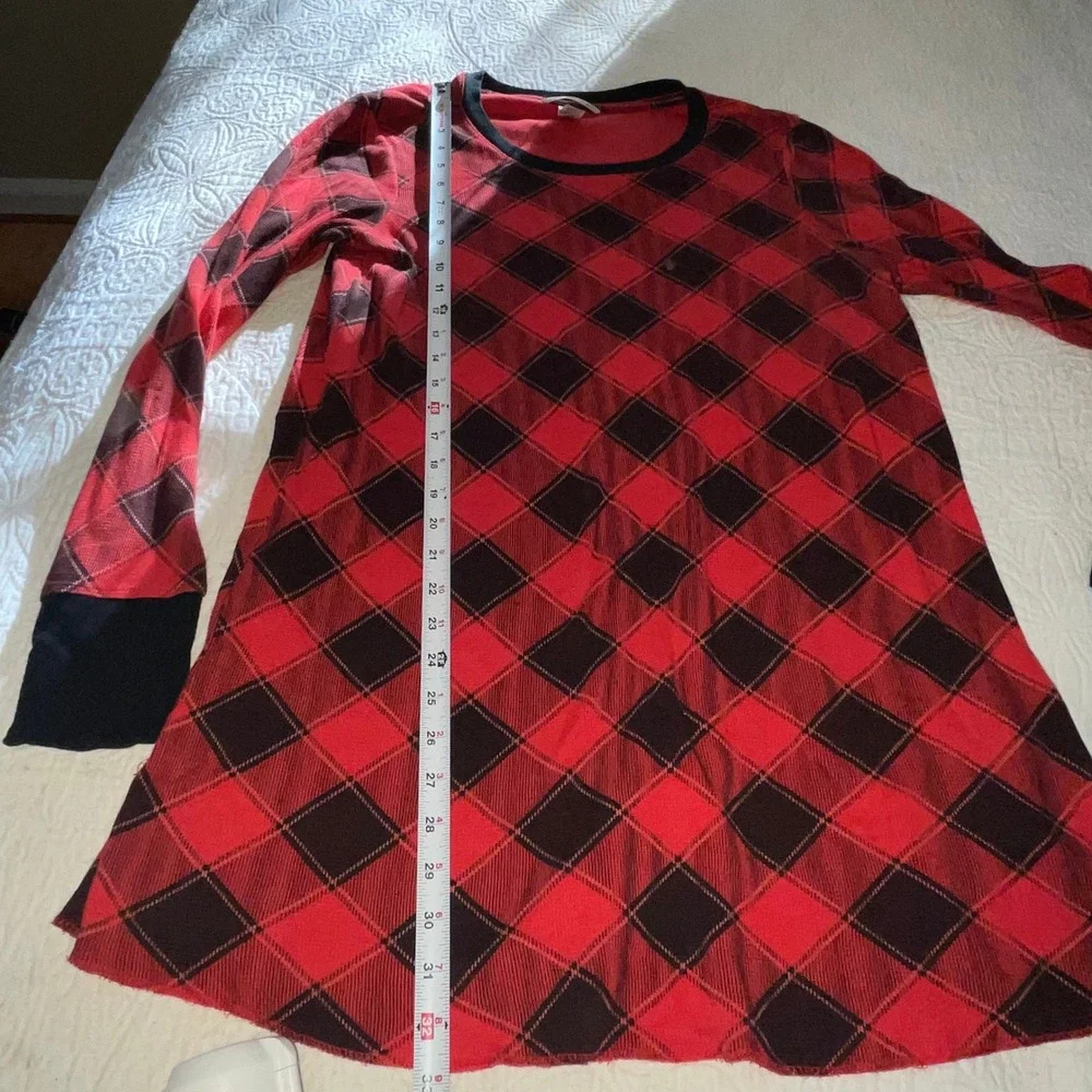 Victoria's Secret Women's Red Black Plaid Long Sleeve Sleep‎ Shirt Nightgown L